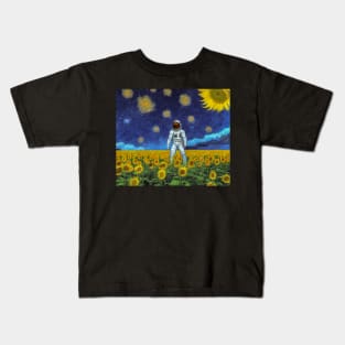 Astronaut Sunflower Impressionism Kids T-Shirt